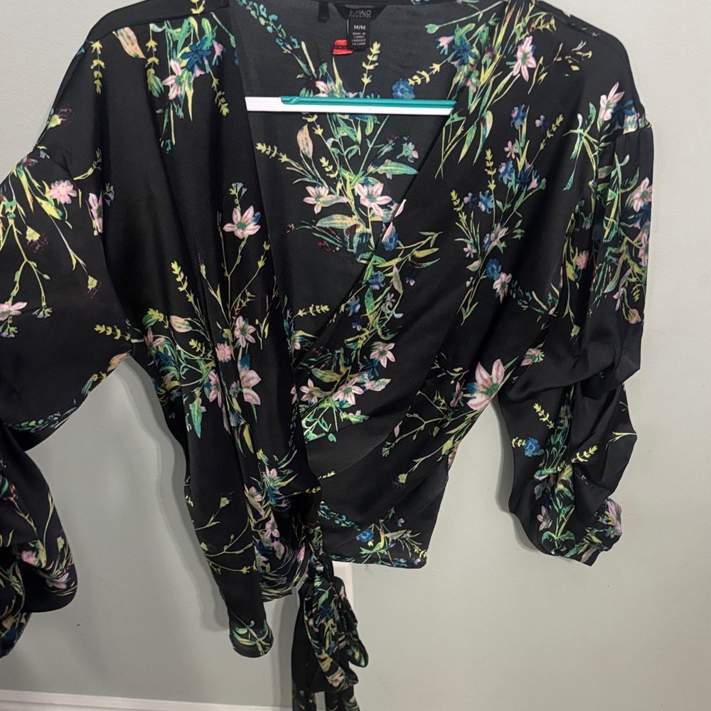 Buffalo - David Burton Floral Wrap Top - Black